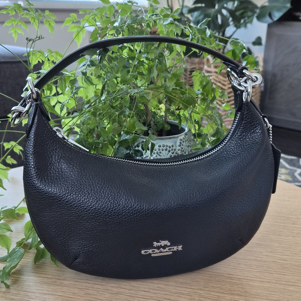 Coach Black Payton Shoulder Bag with Silver Hardware